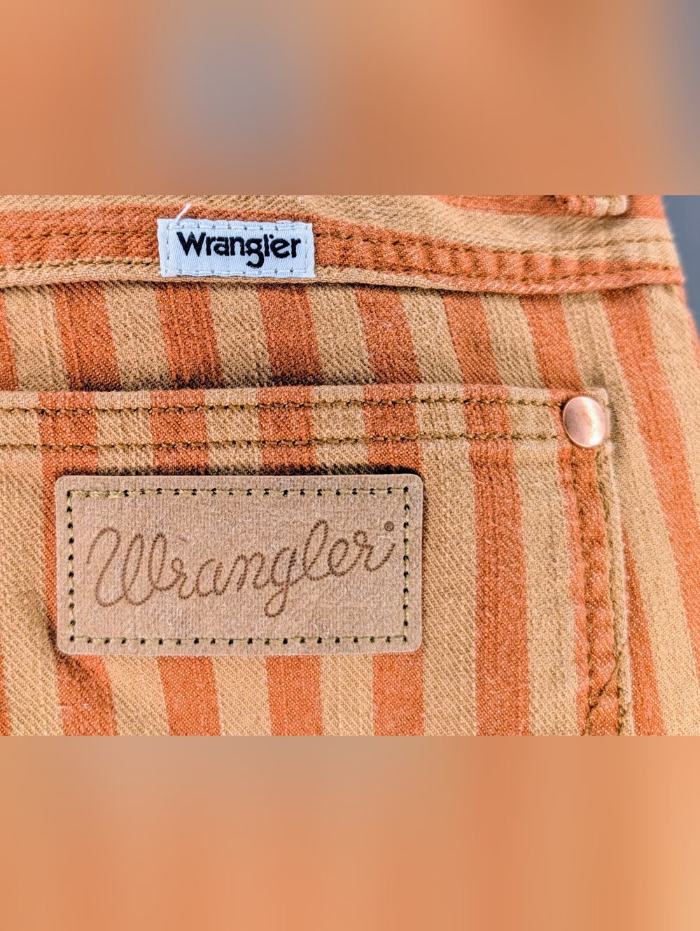Wrangler Wanderer 622 High Rise Flare Orange Stripe Festival Jeans NWT - Picture 9 of 11
